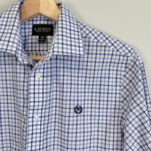 Lauren Ralph Lauren Button Down Top Plaid Preppy Old Money Nautical Women's M